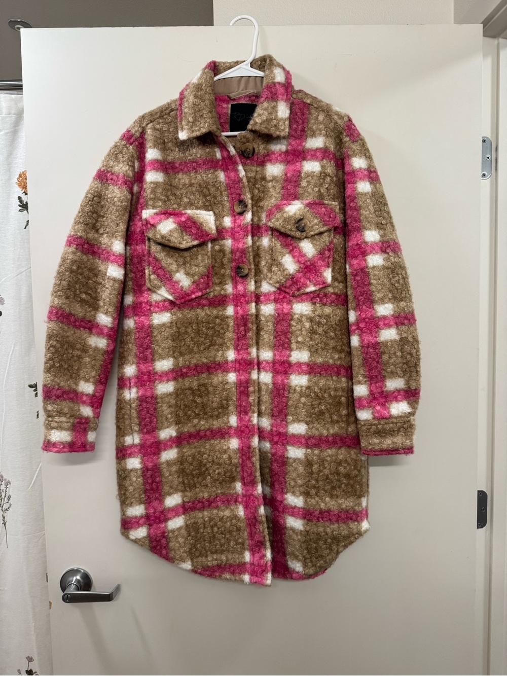 Anthropologie Plaid Teddy Shacket - Size SP